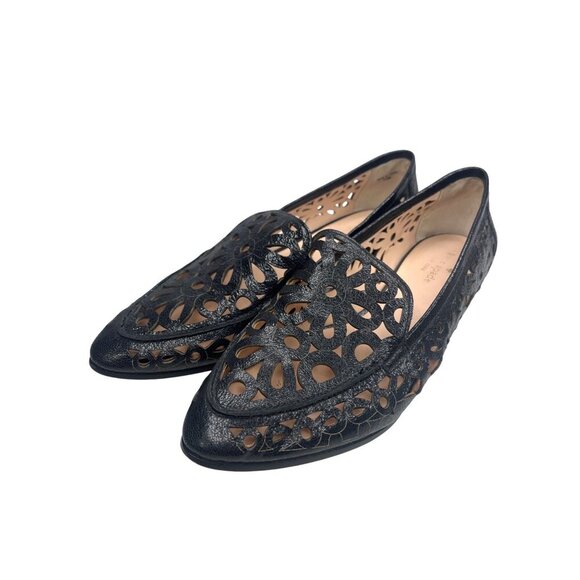 Kate Spade New York Caffrey Cut-Out Loafer Ladies 10M Black Leather Flats - Picture 1 of 12